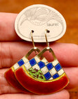 Vintage Laurel Burch Red Handbag Gold-Vermeil Earrings
