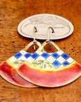 Vintage Laurel Burch Red Handbag Gold-Vermeil Earrings