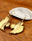 Vintage Laurel Burch Ribbon Gold-Plate Earrings