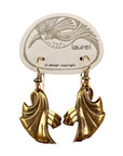 Vintage Laurel Burch Ribbon Gold-Plate Earrings
