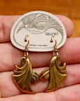 Vintage Laurel Burch Ribbon Gold-Plate Earrings