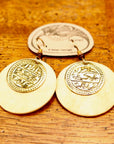 Vintage Laurel Burch Runic Bone Gold-Plate Dangles