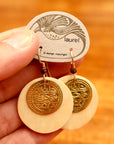 Vintage Laurel Burch Runic Bone Gold-Plate Dangles