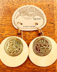 Vintage Laurel Burch Runic Bone Gold-Plate Dangles