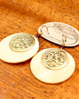 Vintage Laurel Burch Runic Bone Gold-Plate Dangles