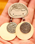 Vintage Laurel Burch Runic Bone Silver-Plate Dangles
