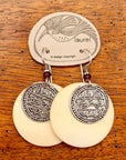 Vintage Laurel Burch Runic Bone Silver-Plate Dangles