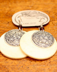 Vintage Laurel Burch Runic Bone Silver-Plate Dangles