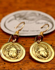 Vintage Laurel Burch Scarab Gold Plate Earrings
