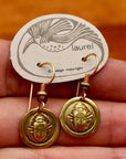 Vintage Laurel Burch Scarab Gold Plate Earrings