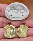 Vintage Laurel Burch Small Isis Gold-Plate Earrings