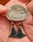 Vintage Laurel Burch Small Nefertiti's Lotus Earring, Silver Plated