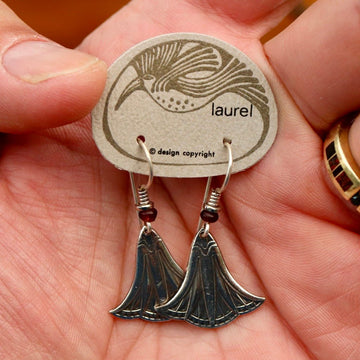 Vintage Laurel Burch Small Nefertiti's Lotus Earring, Silver Plated