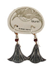 Vintage Laurel Burch Small Nefertiti's Lotus Earring, Silver Plated