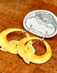 Vintage Laurel Burch Yellow Arched Crane Gold-Vermeil Earrings
