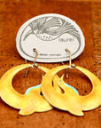 Vintage Laurel Burch Yellow Arched Crane Gold-Vermeil Earrings