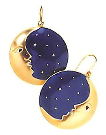 Vintage Laurel Cobalt Moonchild Gold-Vermeil Earrings