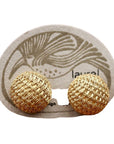 Vintage Laurel Inc. Basket Weave Round Gold-Plate Silver Earrings