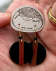 Vintage Laurel Inc Black Onyx and Carnelian Round Gold-Plate Dangles
