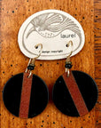 Vintage Laurel Inc Black Onyx and Carnelian Round Gold-Plate Dangles