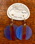 Vintage Laurel Inc Blue Agate Round Gold-Plate Dangles