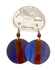 Vintage Laurel Inc Blue Agate Round Gold-Plate Dangles