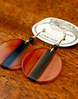Vintage Laurel inc Carnelian and Black Onyx Round Gold-Plate Dangles