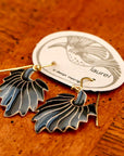 Vintage Laurel Inc Charcoal Feather Gold-Vermeil Dangles