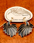 Vintage Laurel Inc Charcoal Feather Gold-Vermeil Dangles
