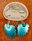 Vintage Laurel Inc Feather Turquoise Gold-Vermeil Dangles