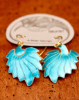 Vintage Laurel Inc Feather Turquoise Gold-Vermeil Dangles