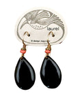 Vintage Laurel inc. Onyx drops, Gold-Plate Earrings