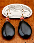 Vintage Laurel inc. Onyx drops, Gold-Plate Earrings
