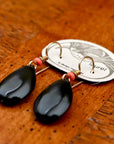 Vintage Laurel inc. Onyx drops, Gold-Plate Earrings
