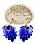 Vintage Laurel Inc Royal Blue Feather Gold-Vermeil Dangles