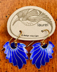 Vintage Laurel Inc Royal Blue Feather Gold-Vermeil Dangles