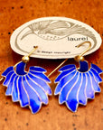 Vintage Laurel Inc Royal Blue Feather Gold-Vermeil Dangles