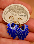 Vintage Laurel Inc Royal Blue Feather Gold-Vermeil Dangles