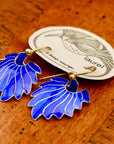 Vintage Laurel Inc Royal Blue Feather Gold-Vermeil Dangles