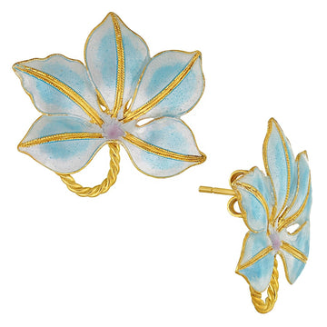 Vintage Laurel Inc Sky Blue Buckeye Gold-Vermeil Earrings