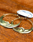 Vintage Laurel Large Articulating Moon Gold-Plate Earrings