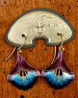 Vintage Shashi Angel's Trumpet Midnight Purple Earrings