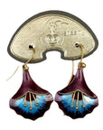 Vintage Shashi Angel's Trumpet Midnight Purple Earrings