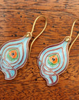 Vintage Shashi Baby Blue Peacock Feather Dangles