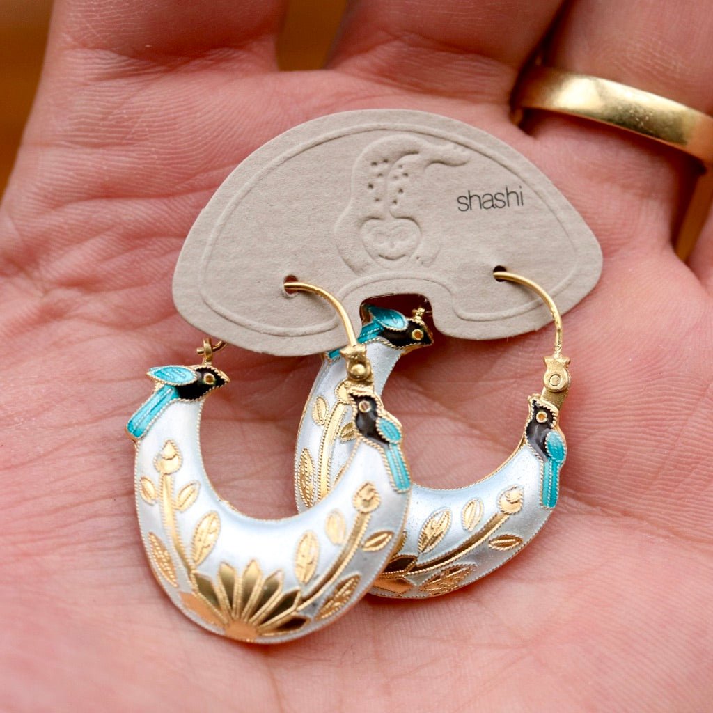 Vintage Shashi Birds In Bower Gold-Vermeil Earrings Museum of