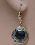 Vintage Shashi Black Scarab Earrings