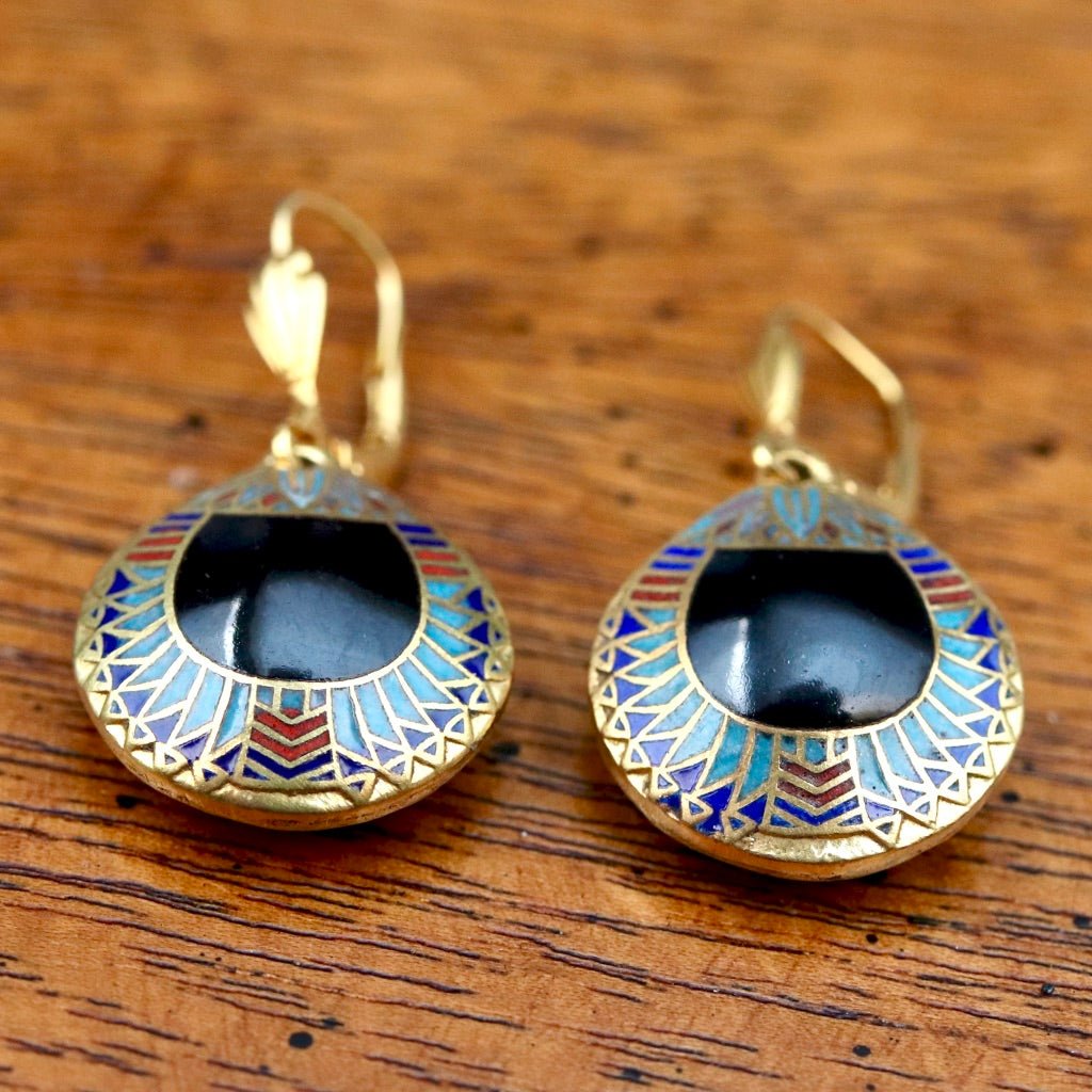 ☆人気☆【VINTAGE HOLLYWOOD】☆Black Oval Stone Earring.s☆ Vintage Navajo Sterling Silver Black Onyx Oval Clip On