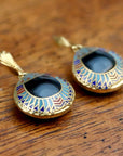 Vintage Shashi Black Scarab Earrings