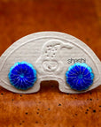 Vintage Shashi Blue Chrysanthemum Flower Studs