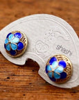 Vintage Shashi Blue Flower Button Studs